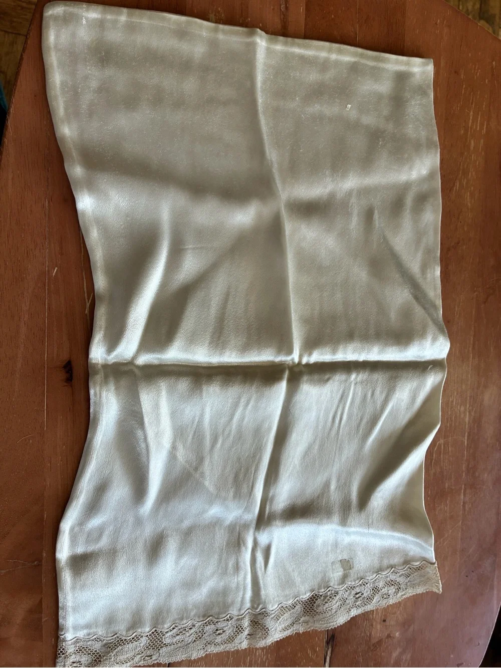 Silky Cream Pillowcase with Lace Trim